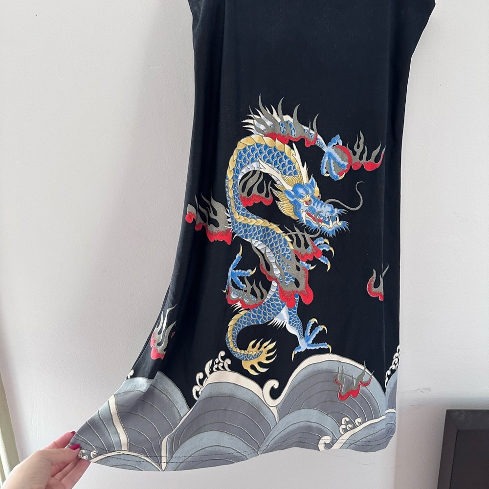 Vintage America Black Dragon Mini Dress - Picture 2 of 5
